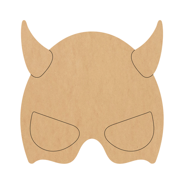 Mask Devil Wooden Cutout, Unfinished Devil Shape, Craft