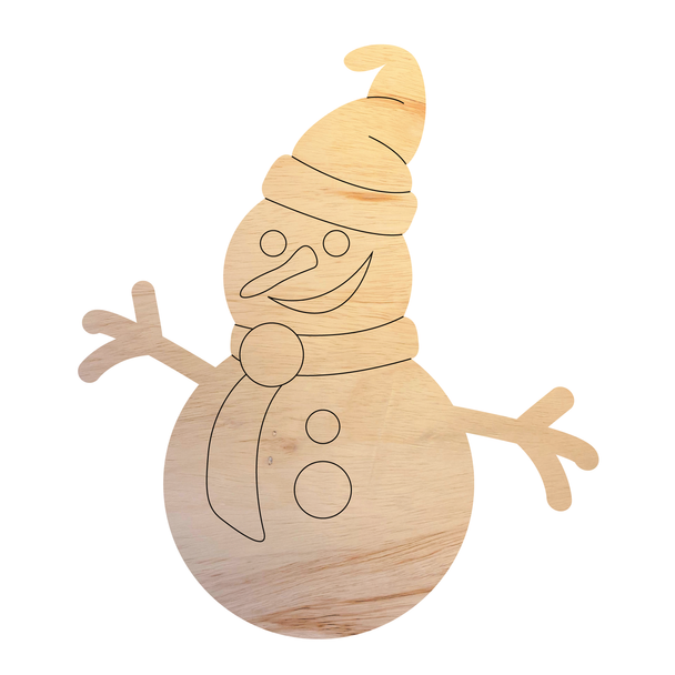 Winter Snowman Wooden Shape, Blank Snowman Craft