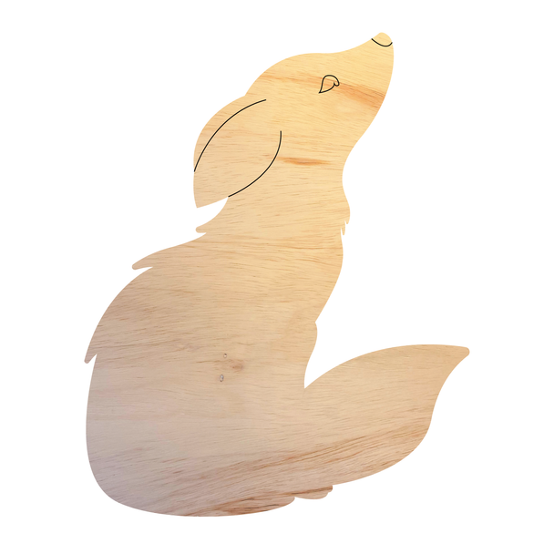 Soft Fox Wood Cutout, Unfinished Fox Craft, Paintable Blank