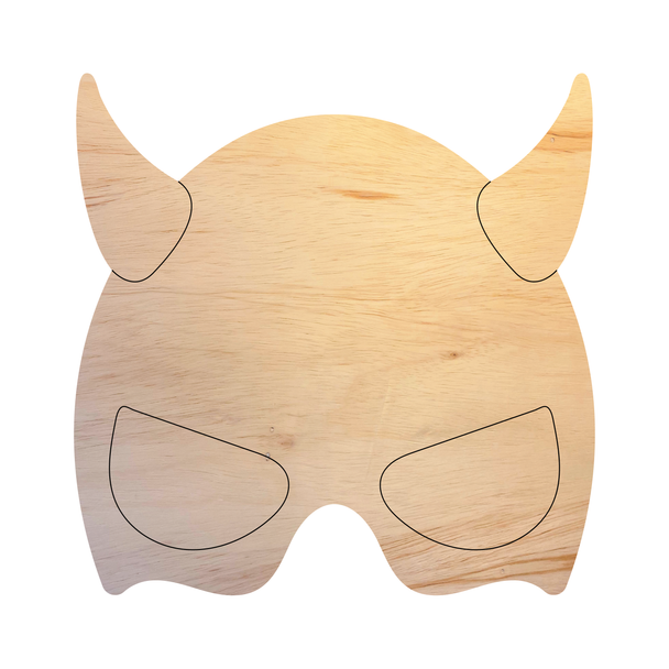 Wooden Devil Mask Cutout, Unfinished Devil Craft Shape