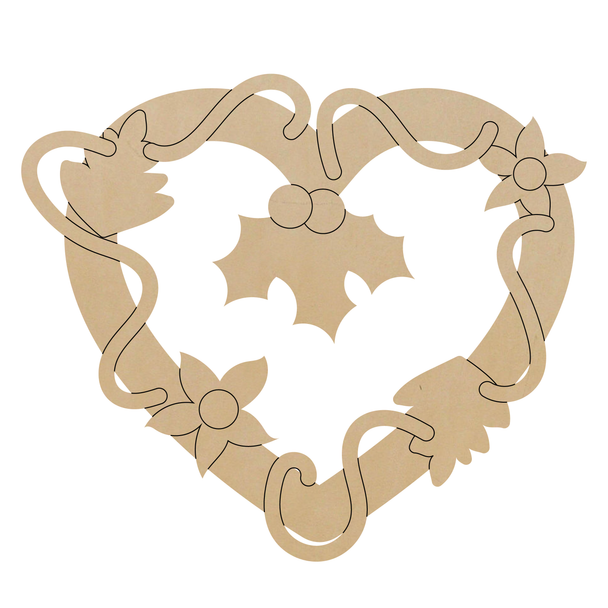 Christmas Wreath Heart Leather Shape, Leather Heart Cutout