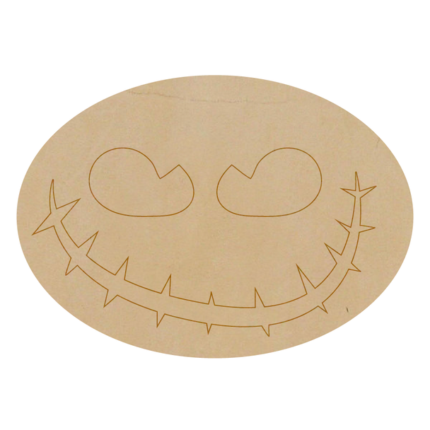 Oval Scary Face Leather Shape, Leather Halloween Cutout