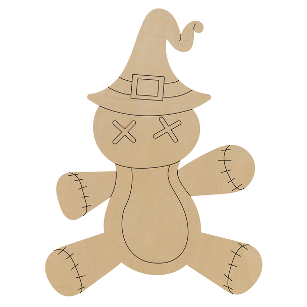 Doll with Witch Hat Leather Cutout, Leather Shape