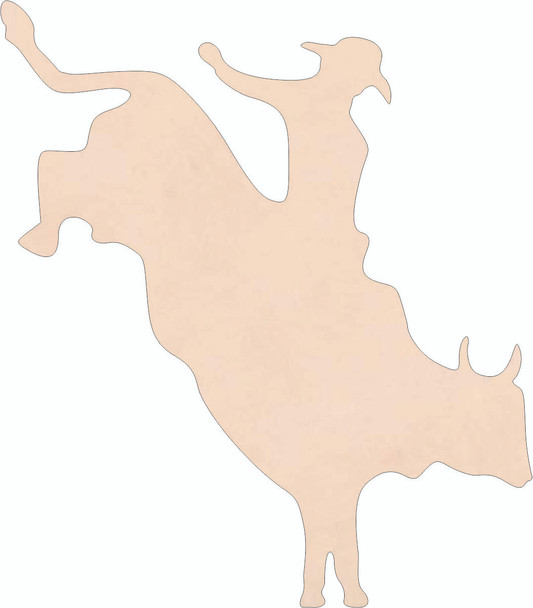 Bull with Cowboy Leather Shape, Leather Rodeo Cutout