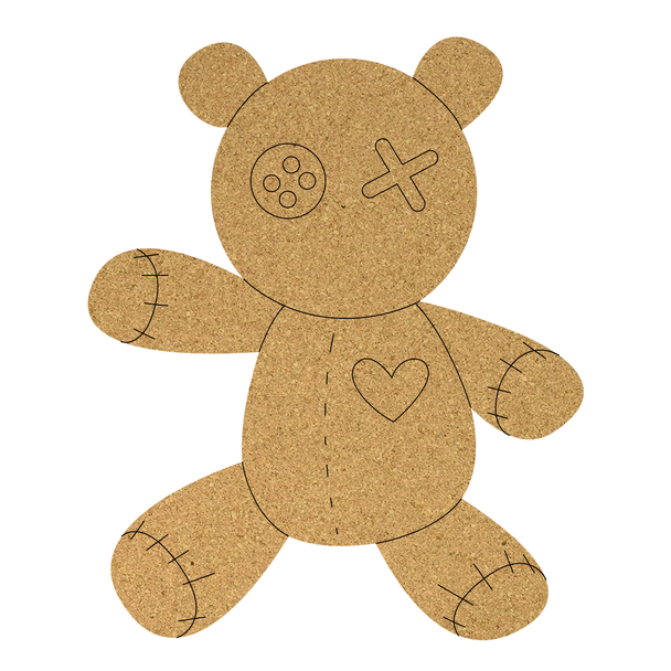 Bear Doll Cork Board Cutout, Engraved Craft Shape