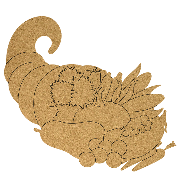 Cornucopia Cork Board Shape, Cork Thanksgiving Cutout