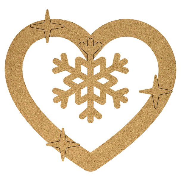 Christmas Wreath Heart Cork Board Shape, Cork Craft Cutout