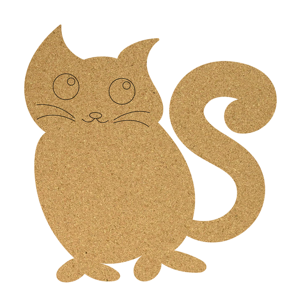 Blank Cat Cork Board Shape, Cork Cat Craft Cutout, DIY