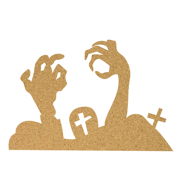 Zombie Hands Out Grave Cork Board Shape, Spooky Blank