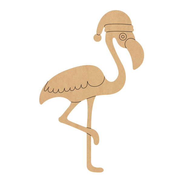 Christmas Flamingo MDF Wood Shape, Flamingo Wooden Cutout