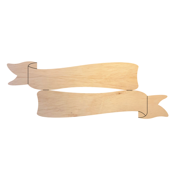 Ribbon Wooden Shape, Unfinished Wood Ribbon Cutout