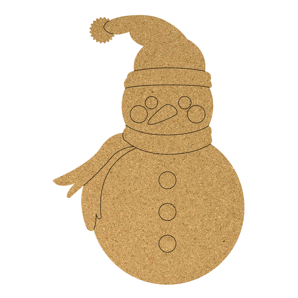 Snowman With Scarf Cork Board Shape, Christmas Cutout