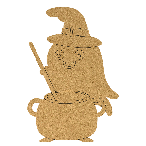 Ghost with Cauldron Cork Board Shape, Ghost Pot Cutout