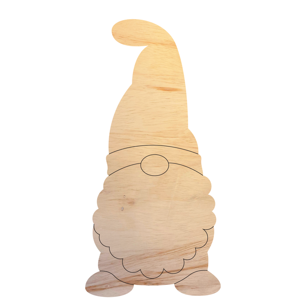 Christmas Gnome Shape, Unfinished Wood Gnome Craft Cutout
