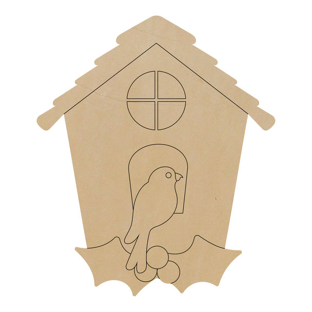 Winter Birdhouse Leather Shape, Christmas Craft Cutout