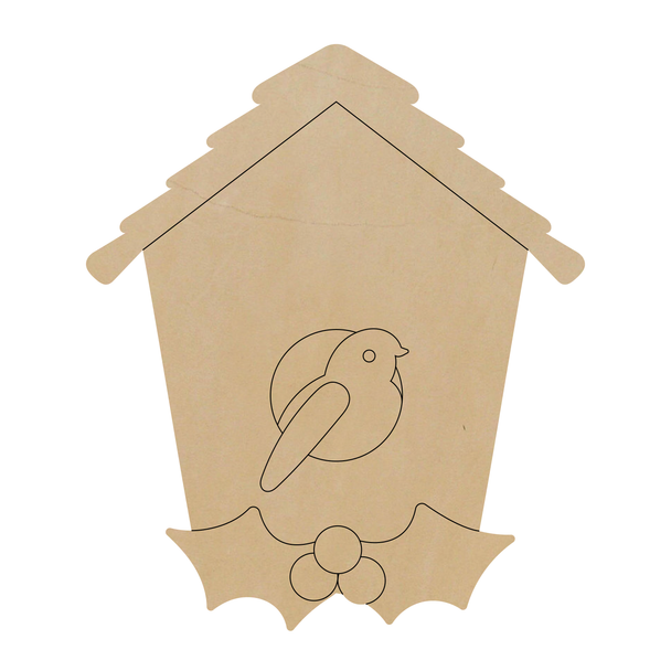 Birdhouse Winter Leather Shape, Winter Time Birdhouse Cutout