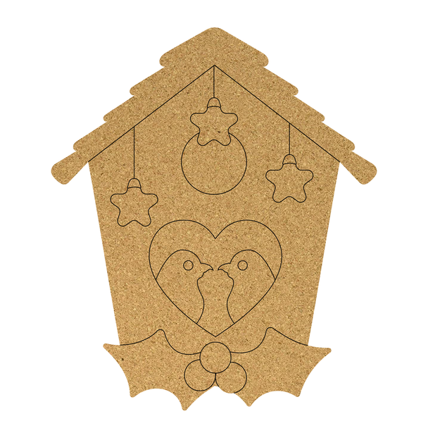 Winter Birdhouse Cork Board Shape, Christmas Birdhouse