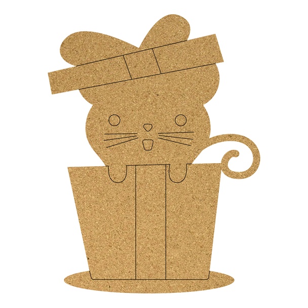 Mouse Gift Cork Board Shape, Christmas Mouse Craft Cutout