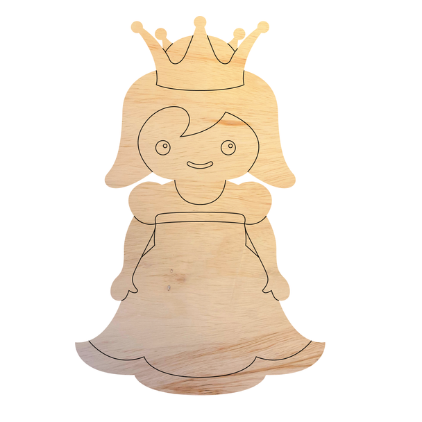 Wood Kid Girl Princess Shape, Unfinished Christmas Cutout