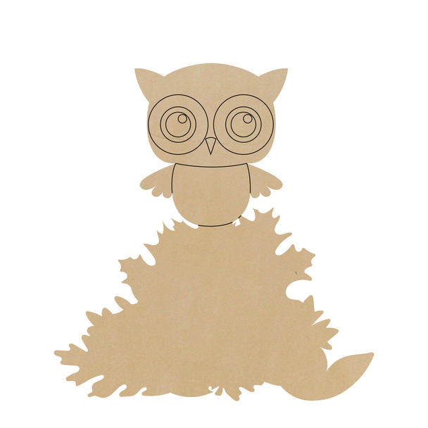 Leaf Pile with Owl Leather Shape, Owl Leather Cutout