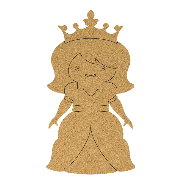 Princess Girl In Dress Cork Board Shape, Princess Crown Cutout