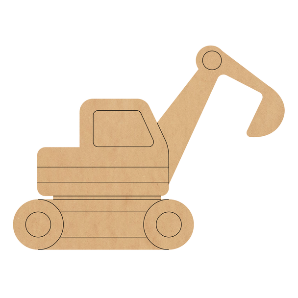 Wooden Excavator Shape, Unfinished Kids Vehicle MDF Cutout