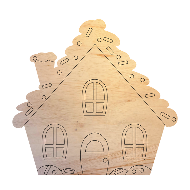 Christmas Candy House Wood Shape, Wooden Holiday Craft Cutout