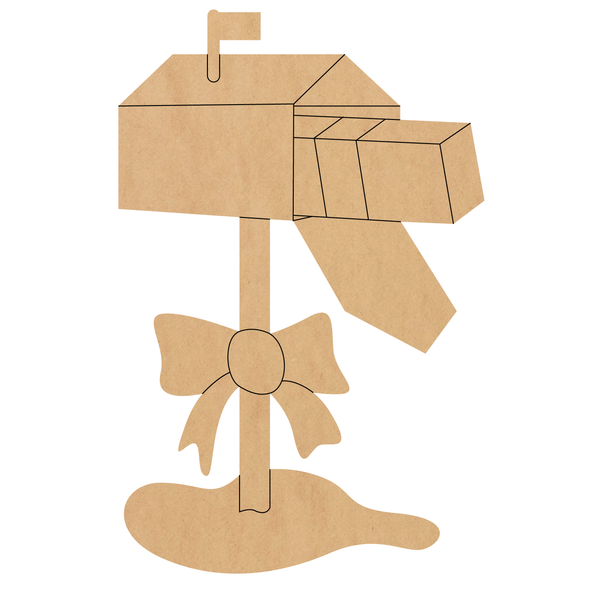 Wooden Christmas Mailbox Cutout, Wood Christmas Gift Shape