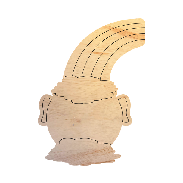 Pot Of Gold Wood Shape, Unfinished St. Patrick's Day Cutout