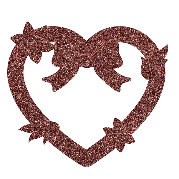 Christmas Bow Heart Acrylic Shape, Glitter Christmas Cutout