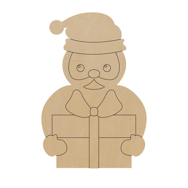 Santa With Gift Leather Shape, Leather Christmas Cutout