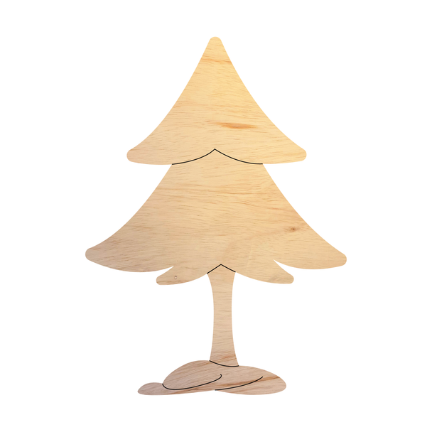 Wooden Winter Pine Tree Shape, Unfinished Winter Cutout