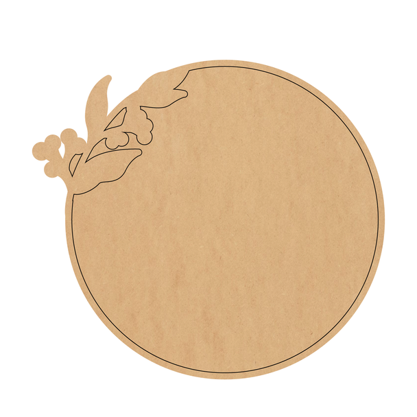 Solid Circle Wreath Plaque Wood Shape, Wooden MDF Cutout