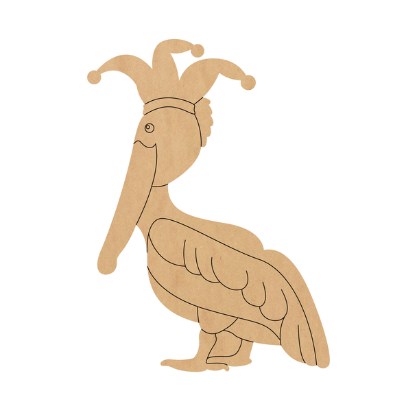 Mardi Gras Pelican Wood Shape, Wooden Pelican Cutout