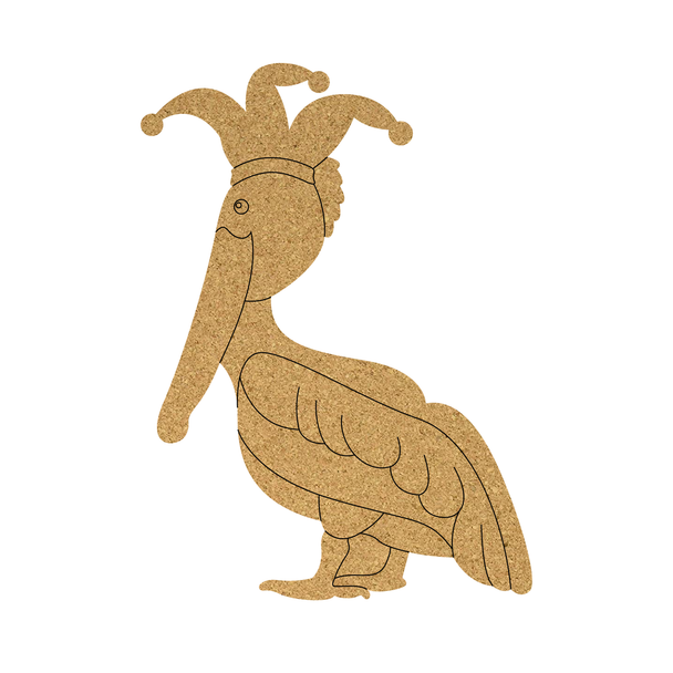 Mardi Gras Pelican Cork Board Shape, Craft Cutout