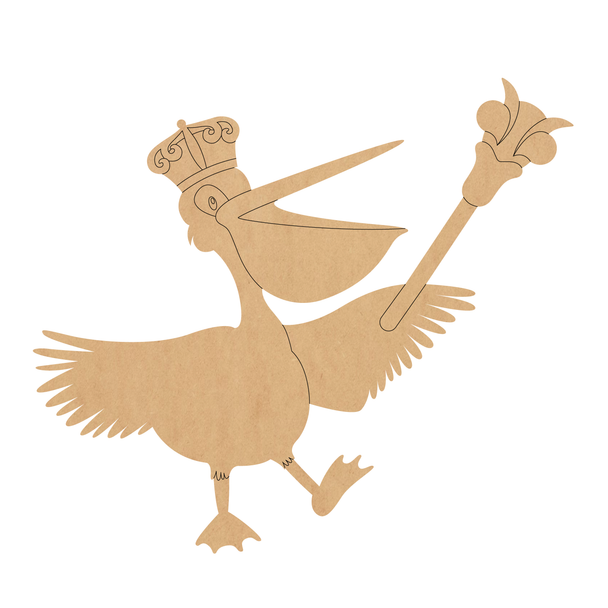 Mardi Gras Pelican Wood Shape, Wooden MDF Pelican Cutout