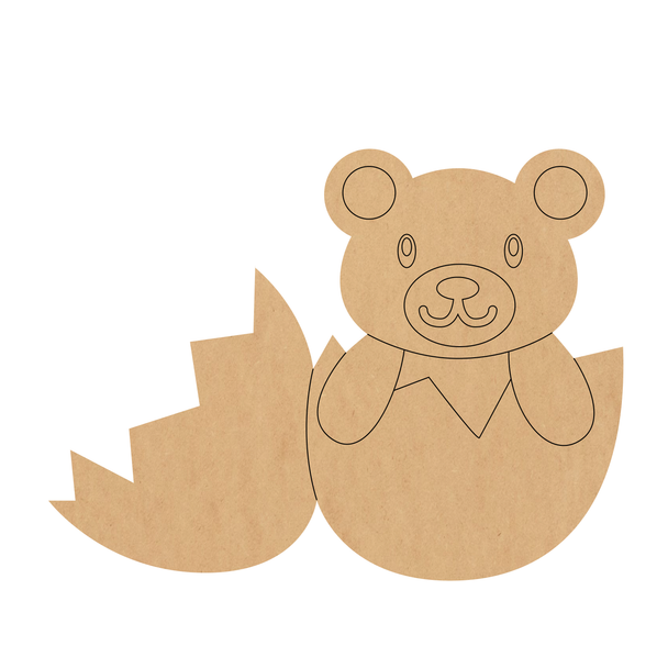 Easter Egg Bear Wood Shape, Wooden MDF Egg Cutout