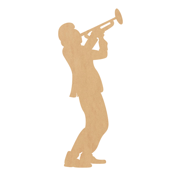 Horn Player Wood Shape, Unfinished Mardi Gras Trumpet Cutout