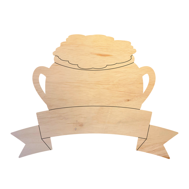 Pot of Gold Wood Shape, Unfinished Pot Craft Cutout