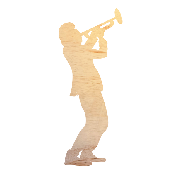 Horn Player Wooden Shape, Unfinished Mardi Gras Trumpet