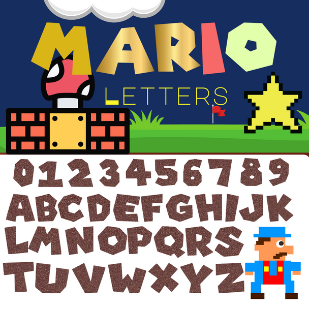 Unfinished wood letter mario font whole alphabet
