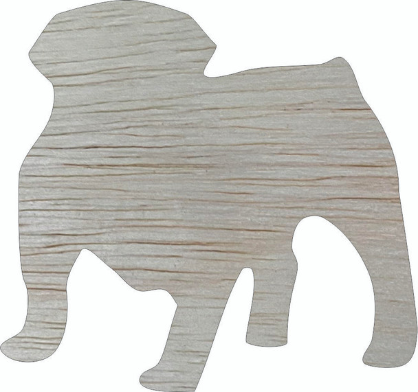 Unpainted Bulldog Wood Shape, Unfinished Real Wooden Cutout