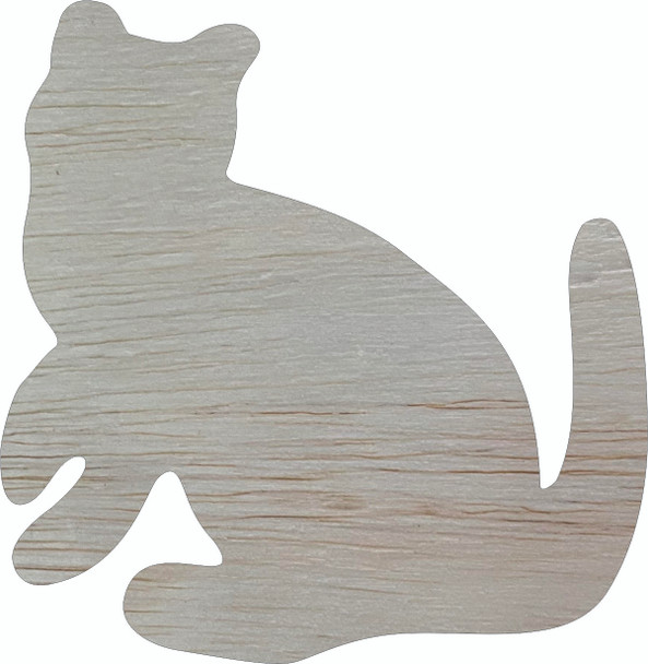 Cat Wood Shape, Unfinished Animal Craft, Wooden Cutout
