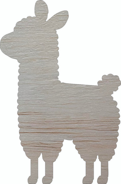 Alpaca Wood Cutout, Unfinished Animal Craft, Wooden Shape