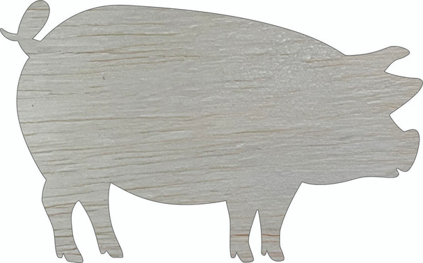 Pig Wooden Craft Shape, Unfinished Wall Animal Cutout