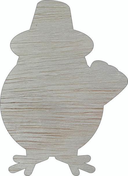 Turkey With Hat Wooden Craft Shape, Unfinished Fall Cutout