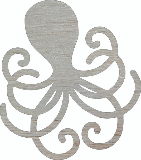 Wooden Octopus Cutout , Unfinished Wood Blank Craft