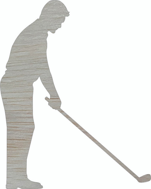 Wooden Golfer Putting Cutout, Unfinished Wood Blank