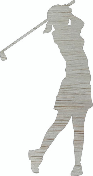 Wooden Woman Golfer Cutout, Unfinished Wood Blank