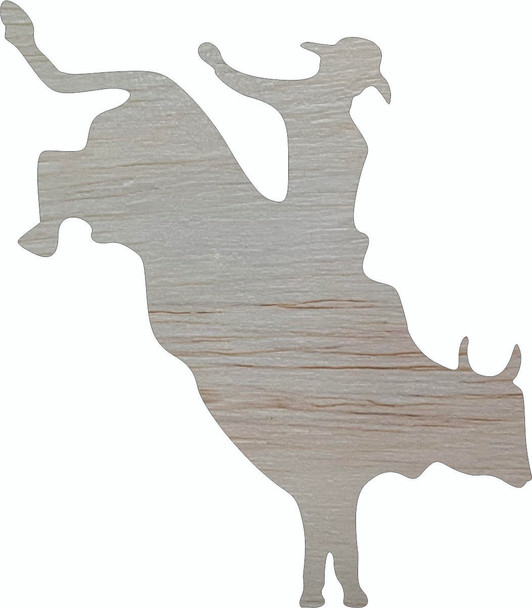 Wooden Bull with Cowboy Cutout, Unfinished Wood Blank